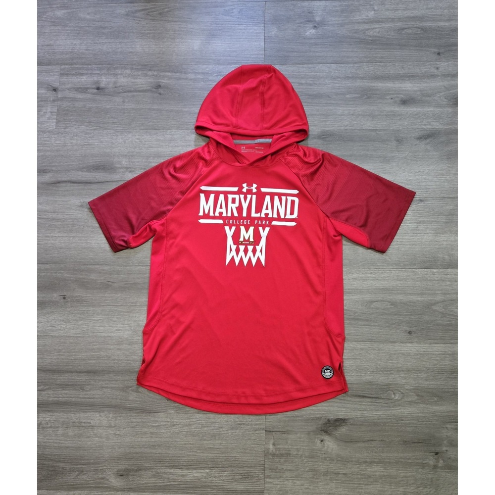 Under Armour Maryland Terrapins Short Sleeve Basketball Authentic Hoodie Medium